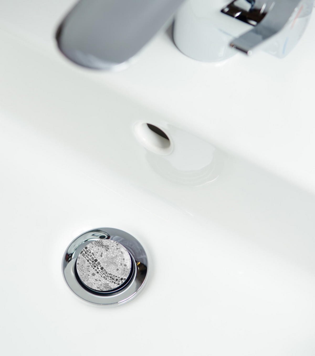 WASCHBECKENSTÖPSEL Mosaic World Grey - Grau, Kunststoff/Metall (4/7/7cm) - Sanilo