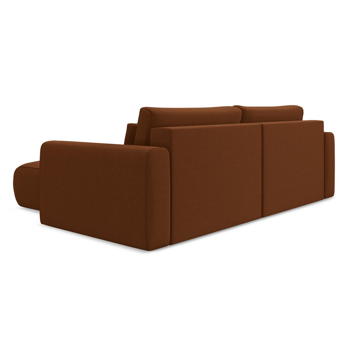 ECKSOFA mit Schlaffunktion Samt Stoff Orange - Terracotta/Schwarz, Kunststoff/Textil (240/149cm) - LaMiaSofa
