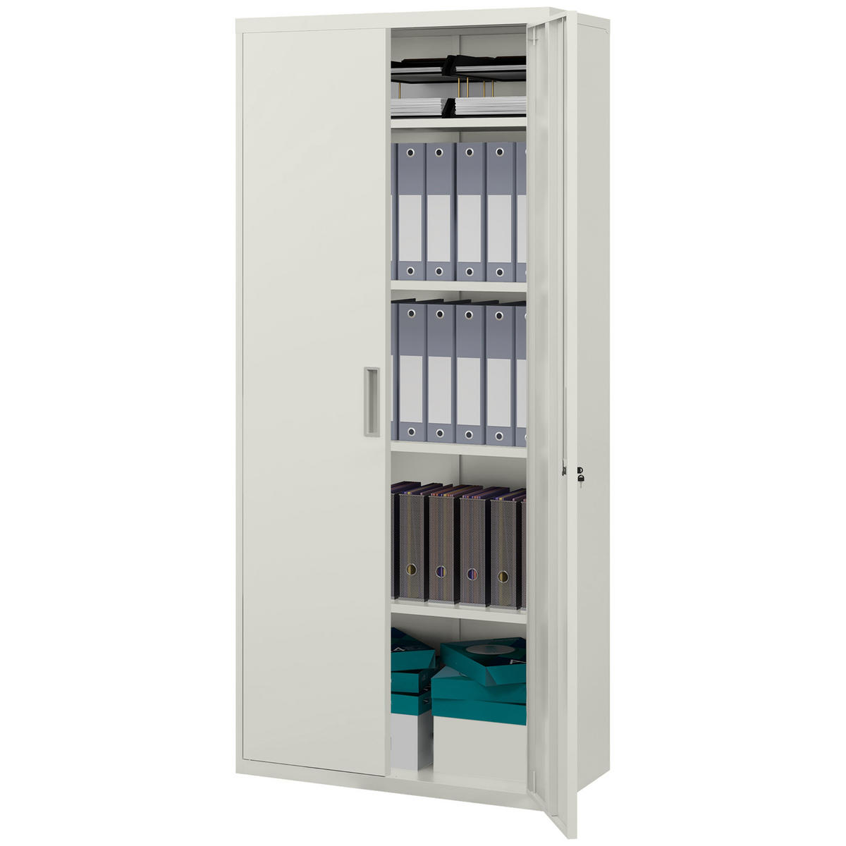 AKTENSCHRANK DE-09813 5 verstellbare Regale Weiß - Weiß, Metall (40/180/80cm) - ComfortXL