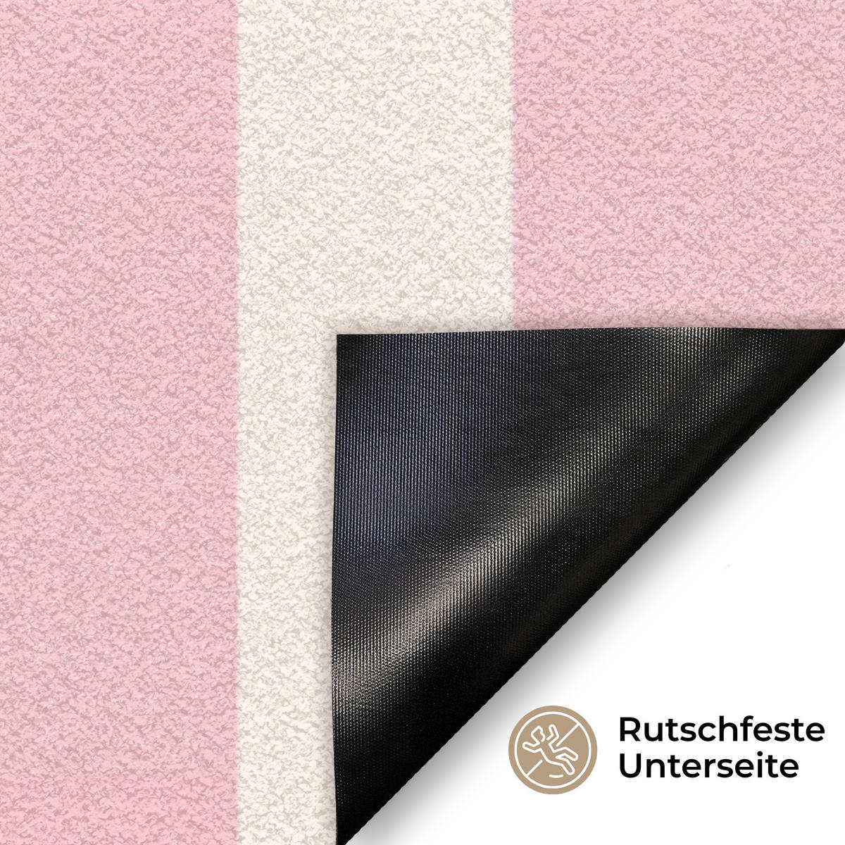 FUSSMATTE Hola - Zitat - Streifen - Pastell - Rosa - Rot - Weiß 90x60 cm - Rosa, Kunststoff (90/0.4cm) - MuchoWow