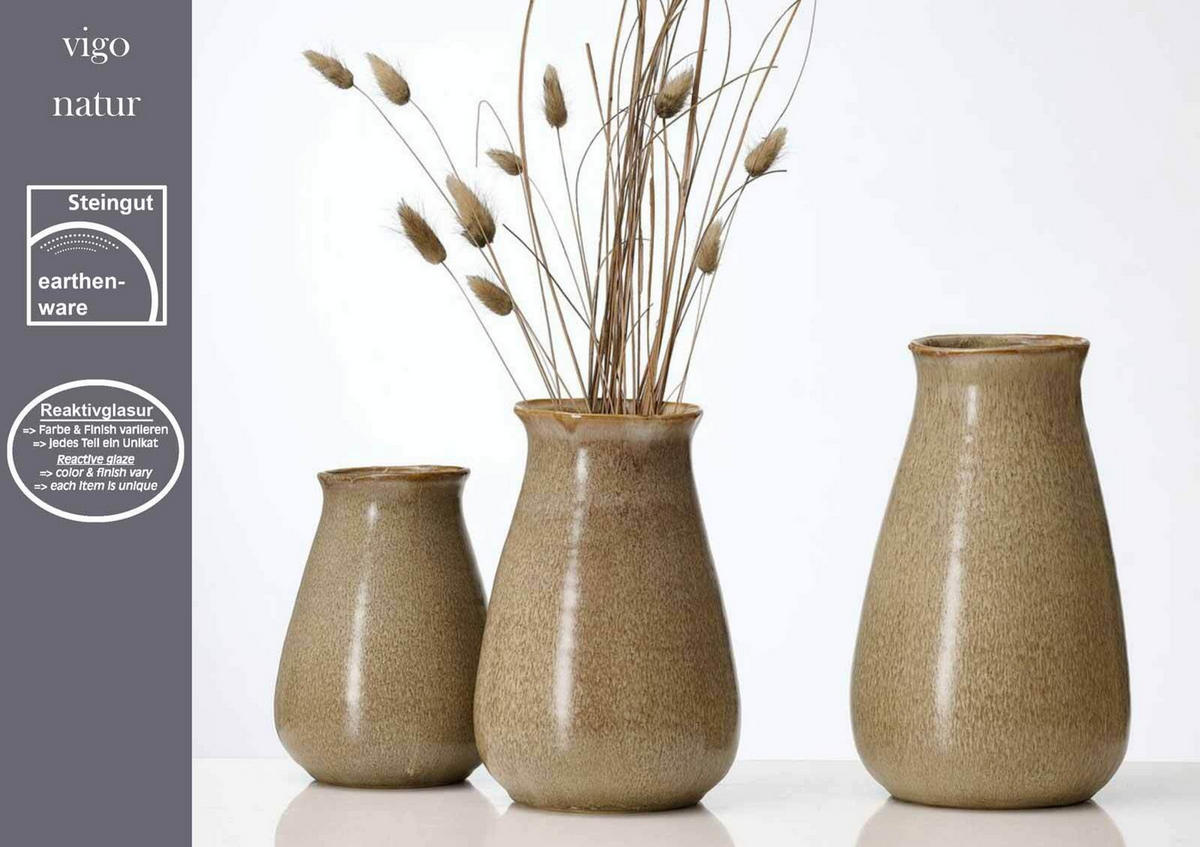VASEN-SET Vigo braun 3er Set - Braun, Keramik (1cm) - Ritzenhoff Breker
