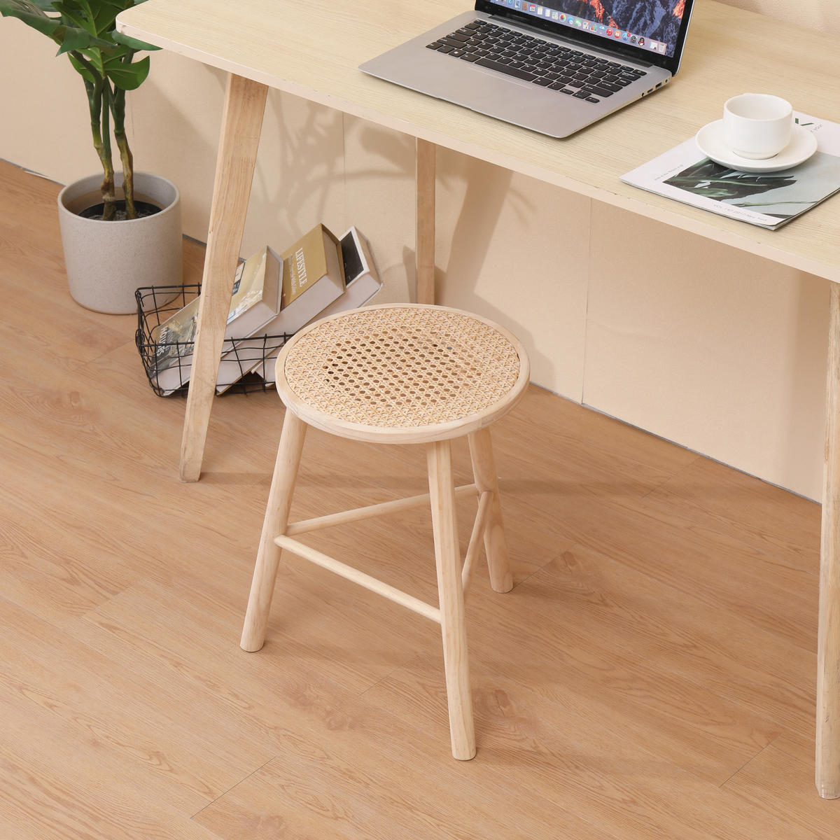 POUF Rattan Braun - Braun, Holz (31/45.5/31cm) - Nordlys