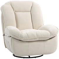 RELAXSESSEL Fernsehsessel mit Liegefunktion, Schaukelfunktion für Wohnzimmer - Creme/Schwarz, Textil/Metall (100/102/104cm) - HOMCOM