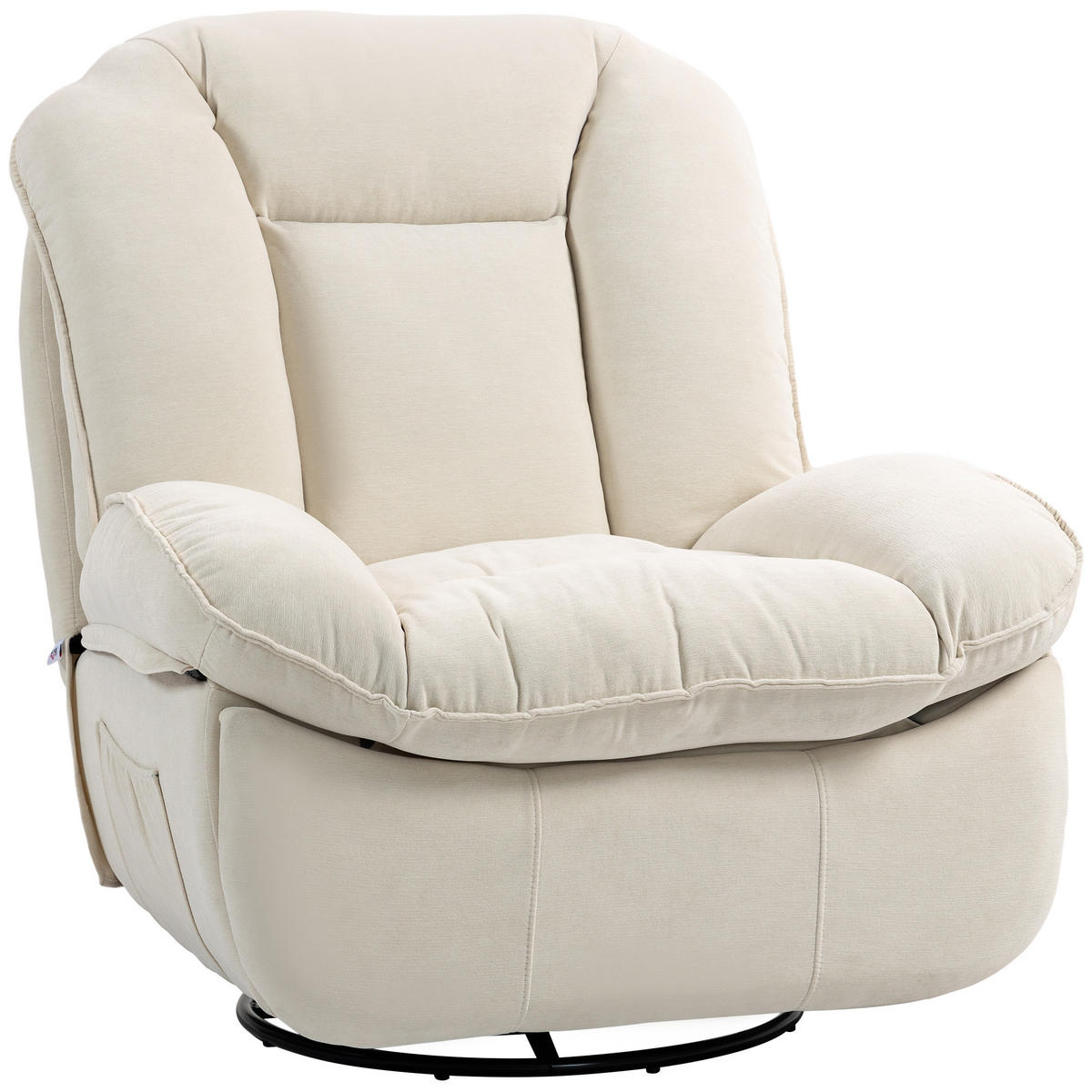 RELAXSESSEL Fernsehsessel mit Liegefunktion, Schaukelfunktion für Wohnzimmer - Creme/Schwarz, Textil/Metall (100/102/104cm) - HOMCOM
