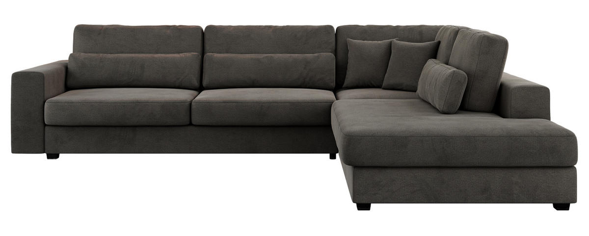 ECKSOFA Savona Dunkelgrau Velvet - rechts - Dunkelgrau/Schwarz, Kunststoff/Textil (249/316cm) - MKS