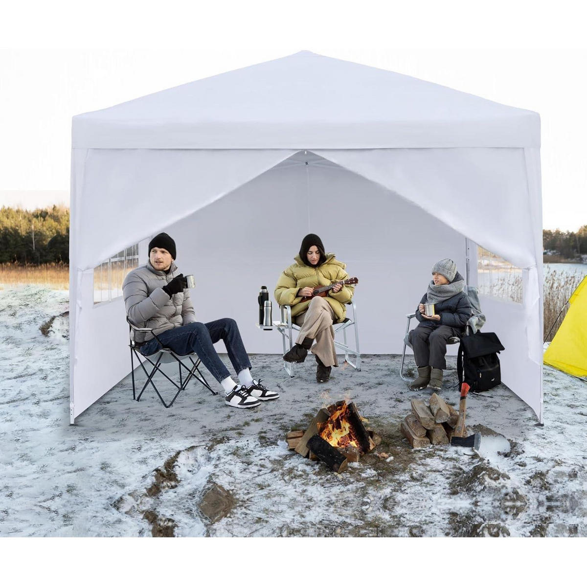 FALTPAVILLON 2.5 x 2.5 m Weiß Wasserdicht mit 4 Seitenteilen - Weiß, Textil (250/260/250cm)