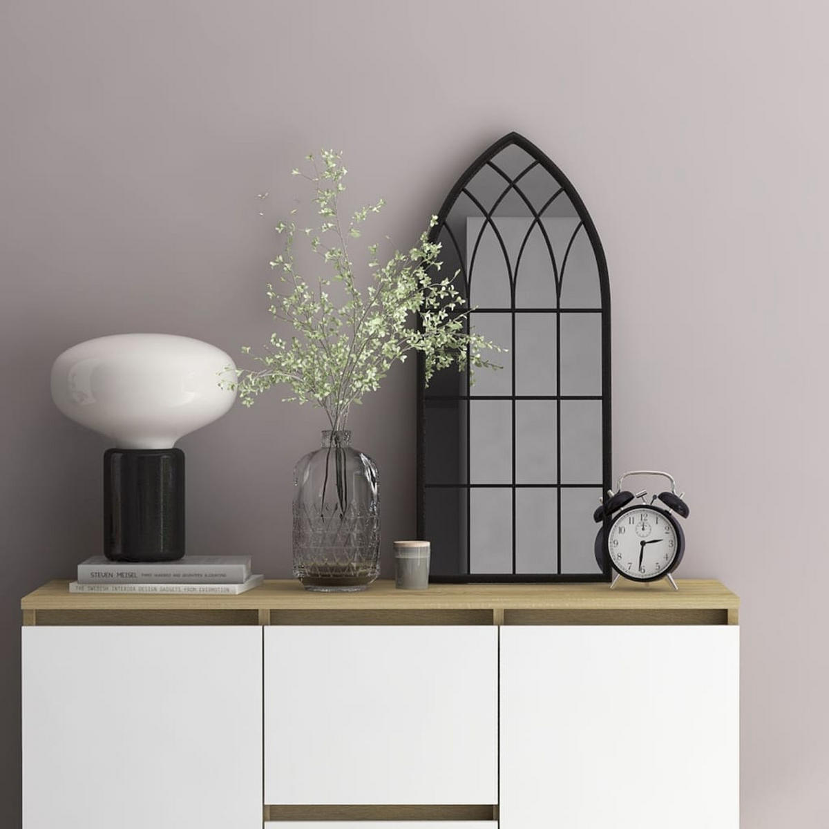 SPIEGEL Schwarz 70x30 cm Eisen für den Innenbereich - Schwarz, Metall (30/70/1cm) - furnicato