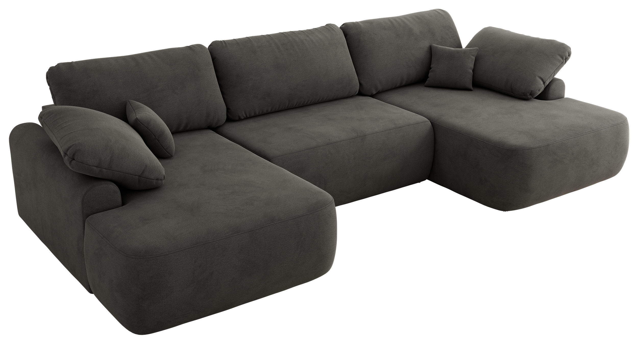 WOHNLANDSCHAFT CUBO U Dunkelgrau Velvet - Dunkelgrau/Schwarz, Kunststoff/Textil (370/100/187cm) - MKS