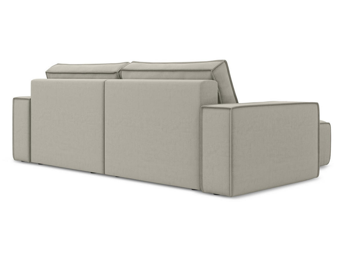 ECKSOFA mit Schlaffunktion Samt Stoff Creme - Perlmutt/Creme, Kunststoff/Textil (148/257cm) - Makamii