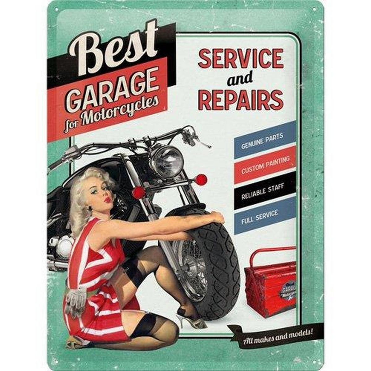 BLECHSCHILD 30/40 cm Best Garage Green - Multicolor, Metall (30/40/0.2cm) - Nostalgic-Art