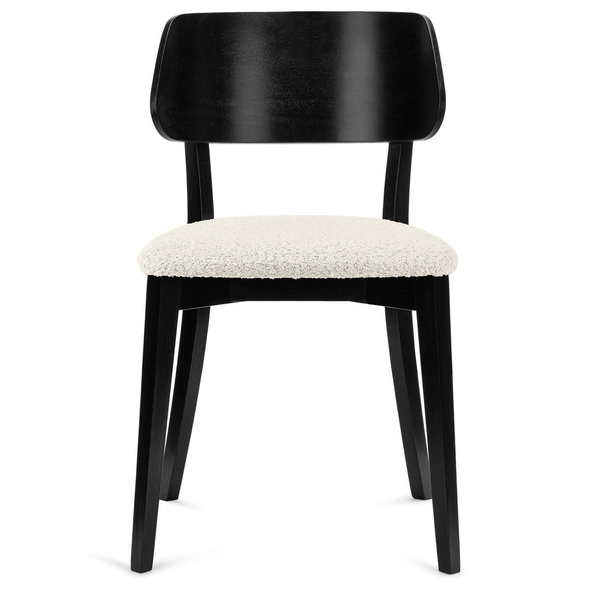 HOLZSTUHL VINIS Esszimmerstuhl, 2-er Set, Bouclé - Schwarz/Weiß, Holz/Textil (47/80.5/45cm) - KONSIMO®