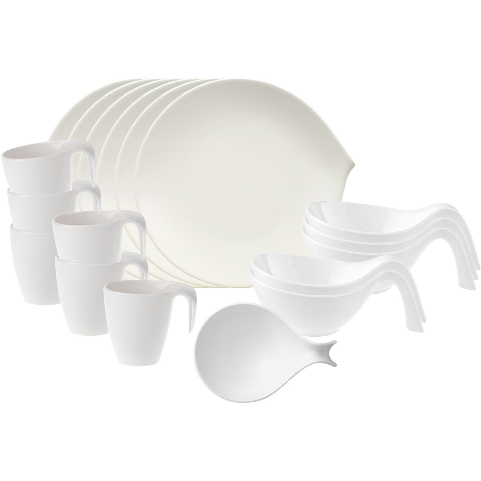 BRUNCH-SET Flow weiß 18er Set - Weiß, Keramik (1/1/1cm) - Villeroy & Boch