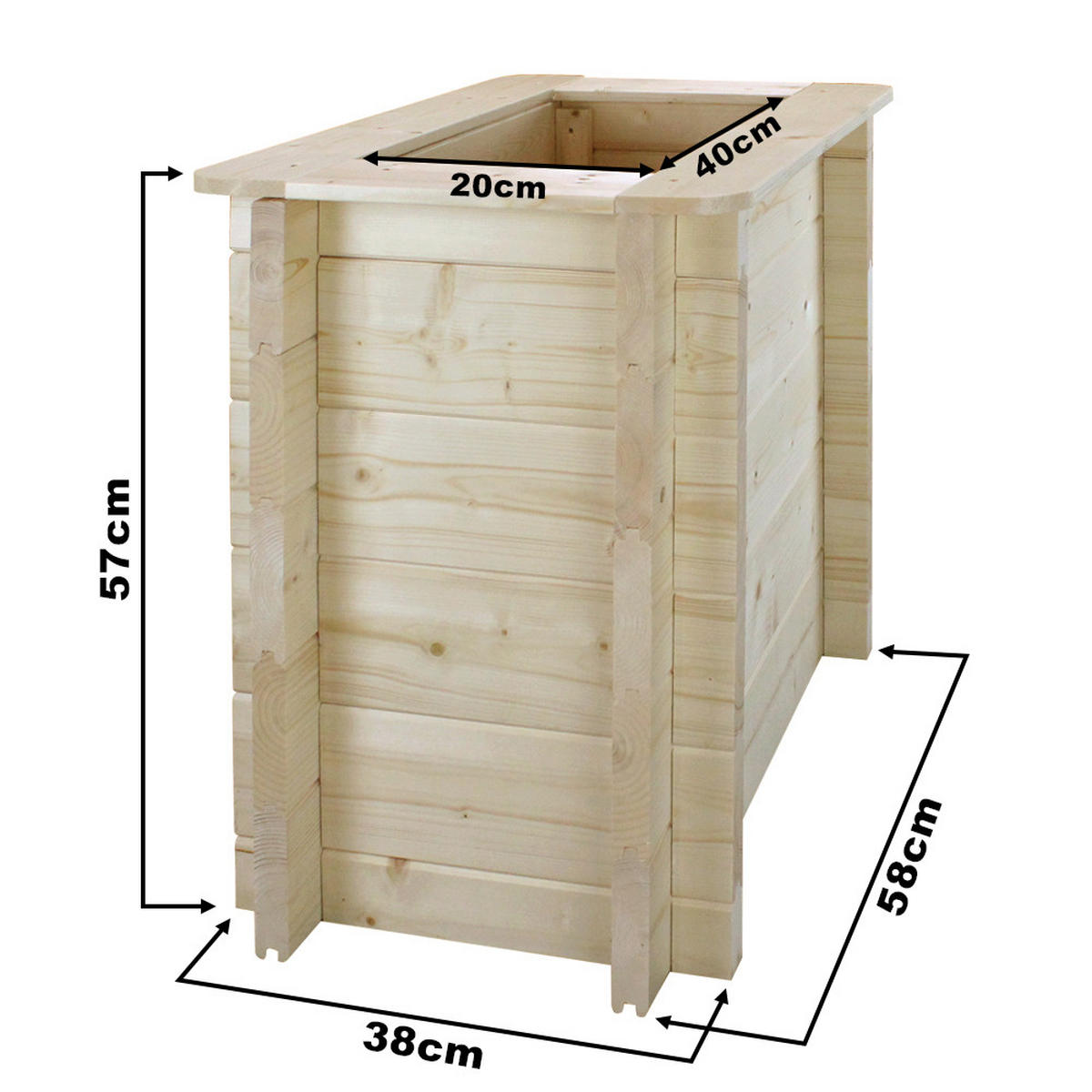 HOCHBEET HOLZ - 58x38xH57 cm - M611 - Beige, Holz (38/57/58cm) - Timbela