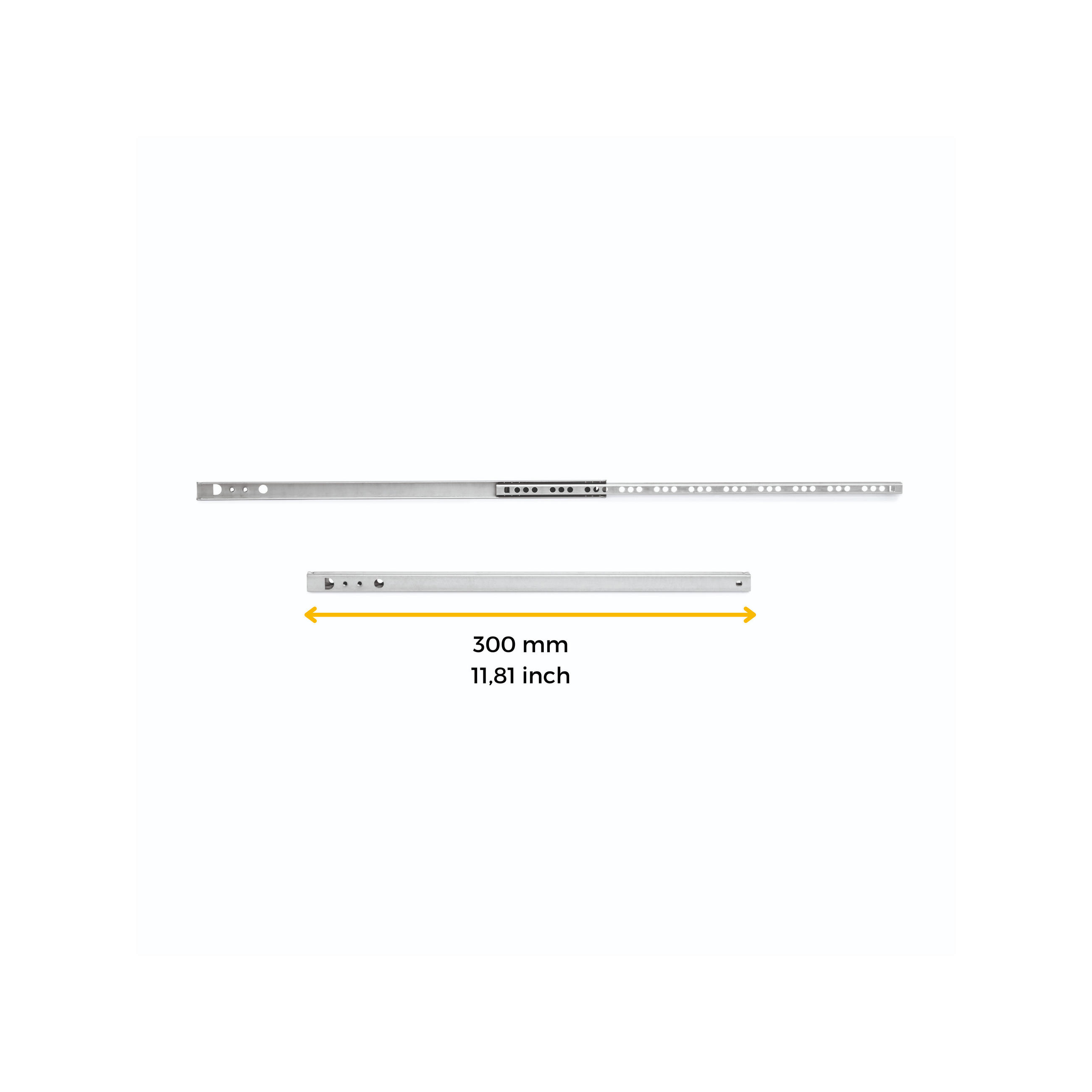 SCHUBLADENFÜHRUNGEN T30, Drop Lock, Länge 300mm, TeilVollauszug, Stahl, Weiß 5er-set - Weiß, Metall (1.3/4/30cm) - EMUCA