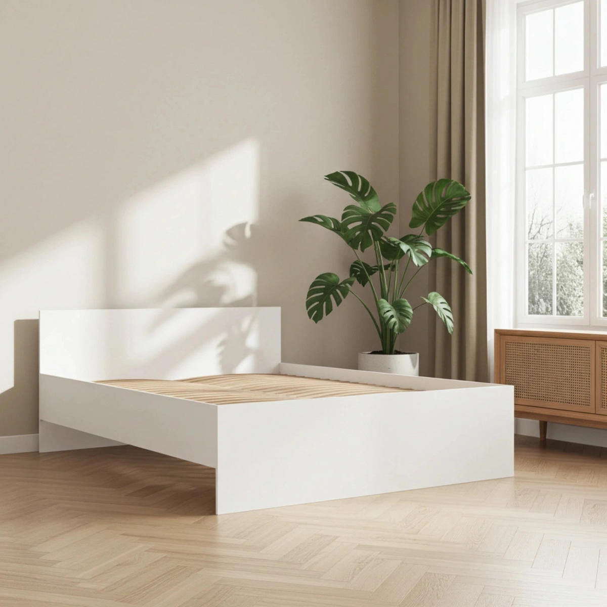 BETT 160x200 cm Weiß - mit Lattenrost - Modena - Weiß, Holz - Ravio