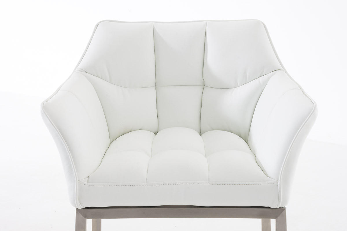 BARHOCKER Gibel Kunstleder Weiß Silber - Weiß, Leder (64/110/48cm) - DELUKE