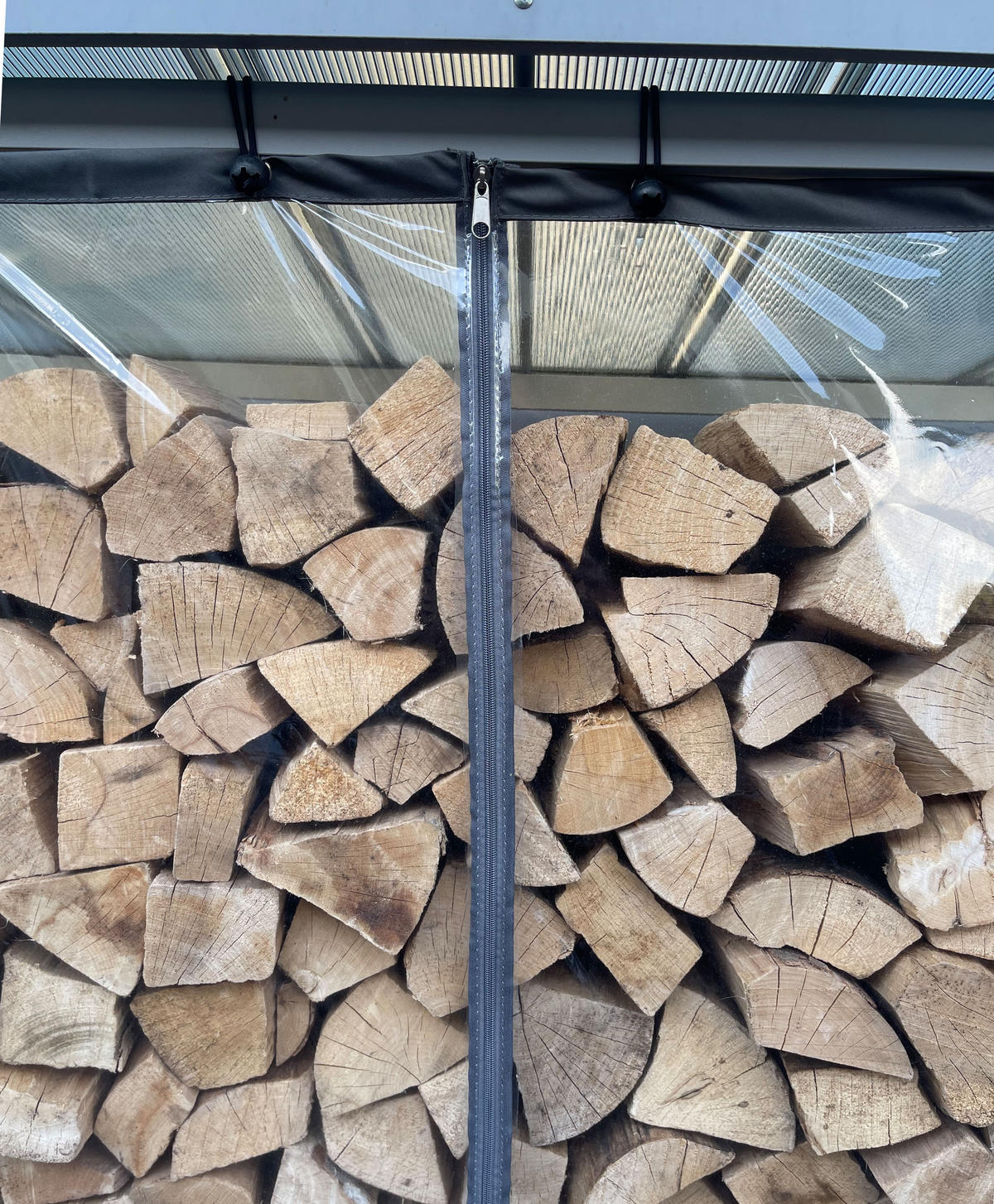 KAMINHOLZREGAL Außen Pro 130/70/185 cm Metall Anthrazit mit Wetterschutz Transparent 1,6 m³ / 2 SRM - Transparent/Anthrazit, Metall (130/185/70cm) - QUICK STAR