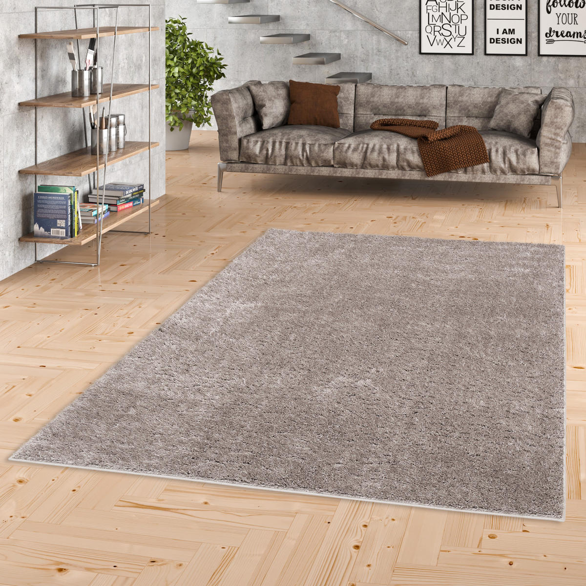 HOCHFLOR SHAGGY TEPPICH LUXUS LOUNGE - Grau, Textil (200/290cm) - Pergamon