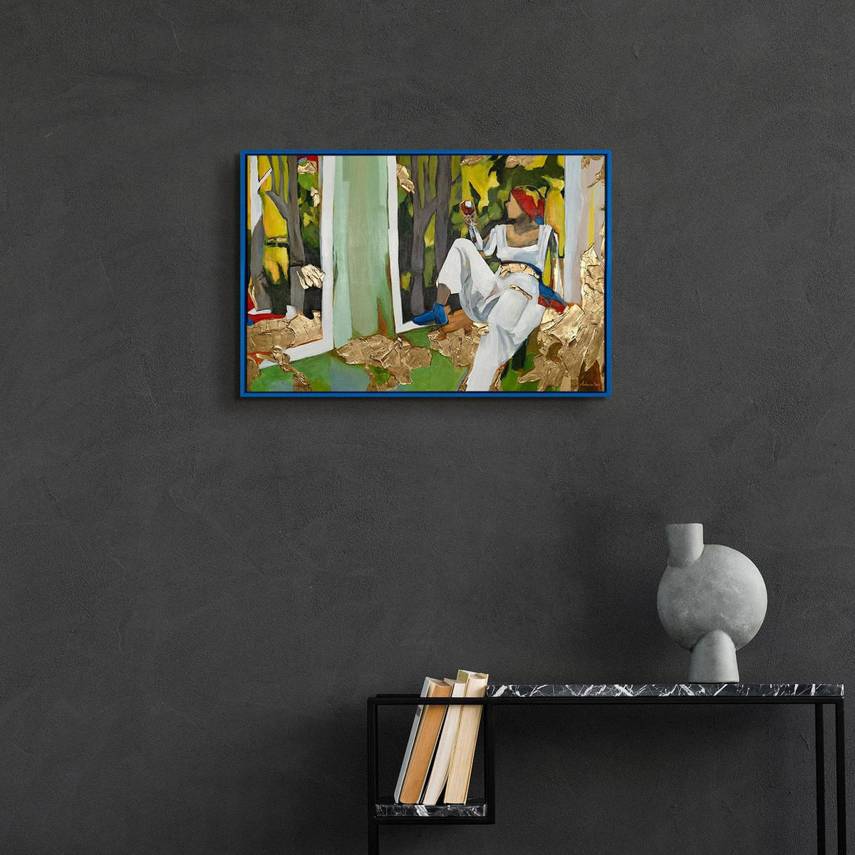 GEMÄLDE Inspiration Schattenfugenrahmen Blau 60x40 cm - Blau, Holz (60/40cm) - YS-art gallery