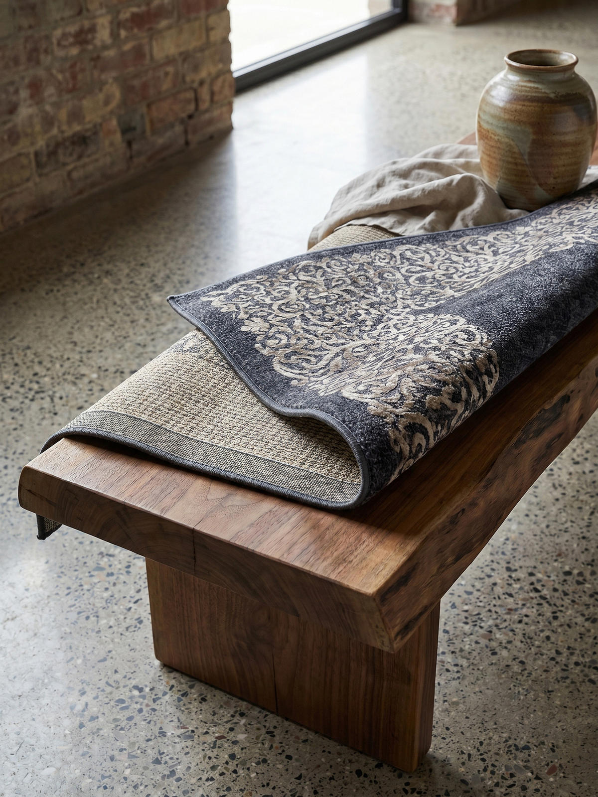 TEPPICH Wohnzimmer Barock Pflegeleicht Waschbar OEKO-TEX Schwarz 140x200 cm Gekettelt Flur – PIZOL - Schwarz, Textil (140/200cm) - KADIMA DESIGN