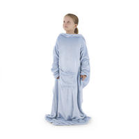 KUSCHELDECKE mit Ärmeln & Fußsack – 90/105cm, Pastel Blue - Blau, Textil (90/105cm) - Blumtal