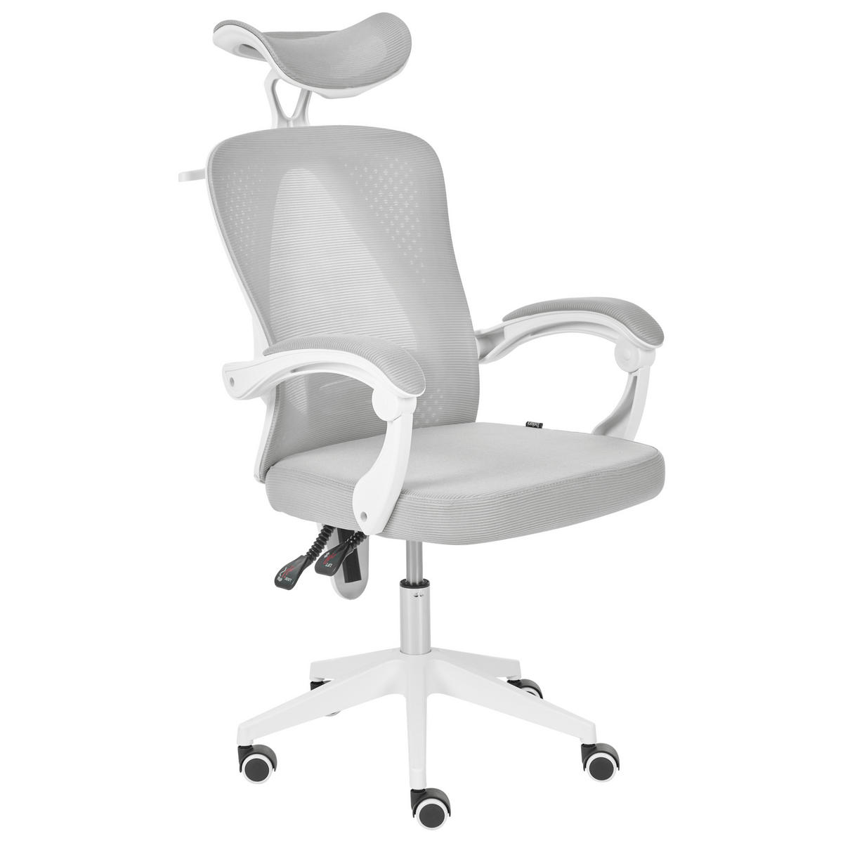 BÜROSTUHL Hellgrau Seranev - Weiß/Grau, Textil (60/115/60cm) - Beliani