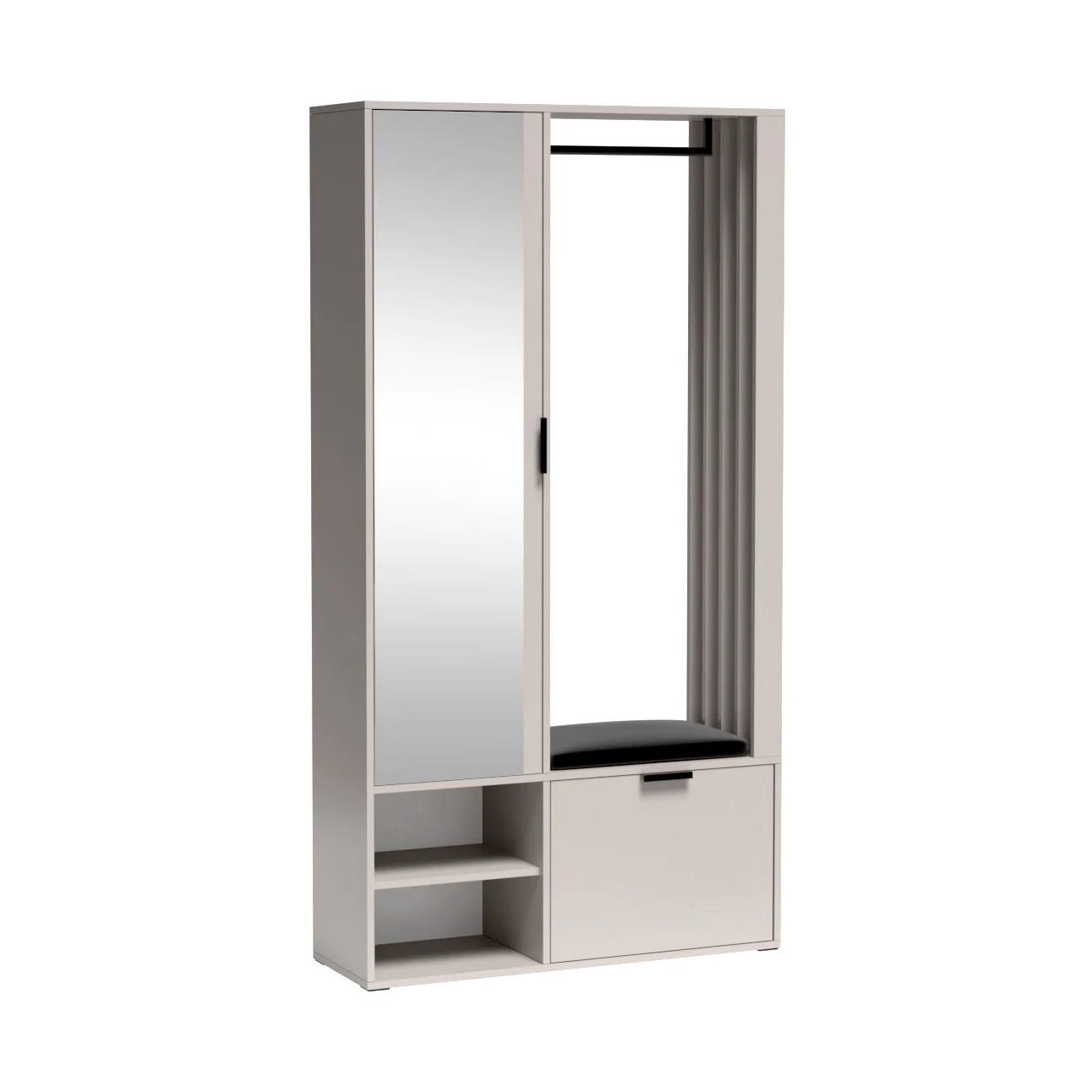 GARDEROBENSCHRANK Limo Plus mit zwei Türen und Sitzpolster kaschmir - Kaschmir, Holzwerkstoff (100/190/33cm) - Beautysofa