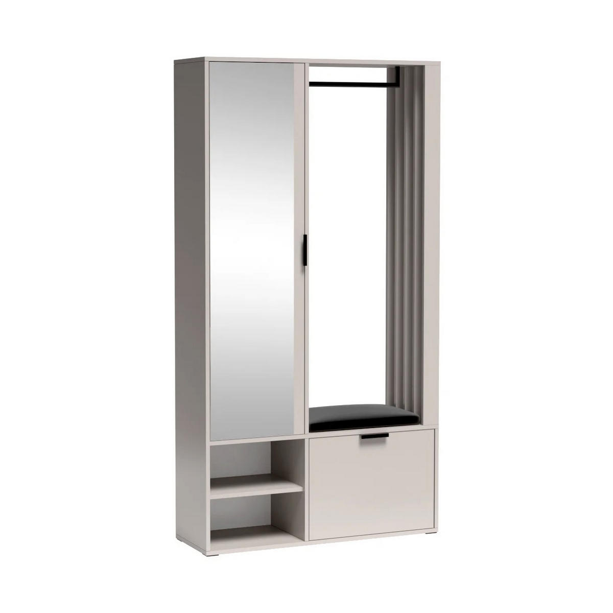 GARDEROBENSCHRANK Limo Plus mit zwei Türen und Sitzpolster kaschmir - Kaschmir, Holzwerkstoff (100/190/33cm) - Beautysofa