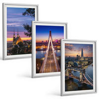 BILDER SET 3er Set - 40x60 cm Silberner Rahmen - Ausblicke auf Brücken und Sonnenuntergänge - Silberfarben, Kunststoff (40/60cm) - TULUP