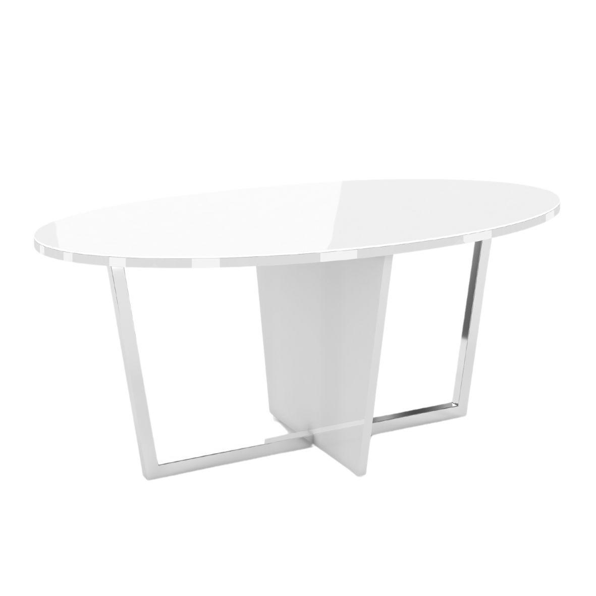 COUCHTISCH Rocket Weiß, Silberne Metallgestell, Hochglanz - Silberfarben/Weiß, Glas/Holzwerkstoff (60/110/45.5cm) - Dancan