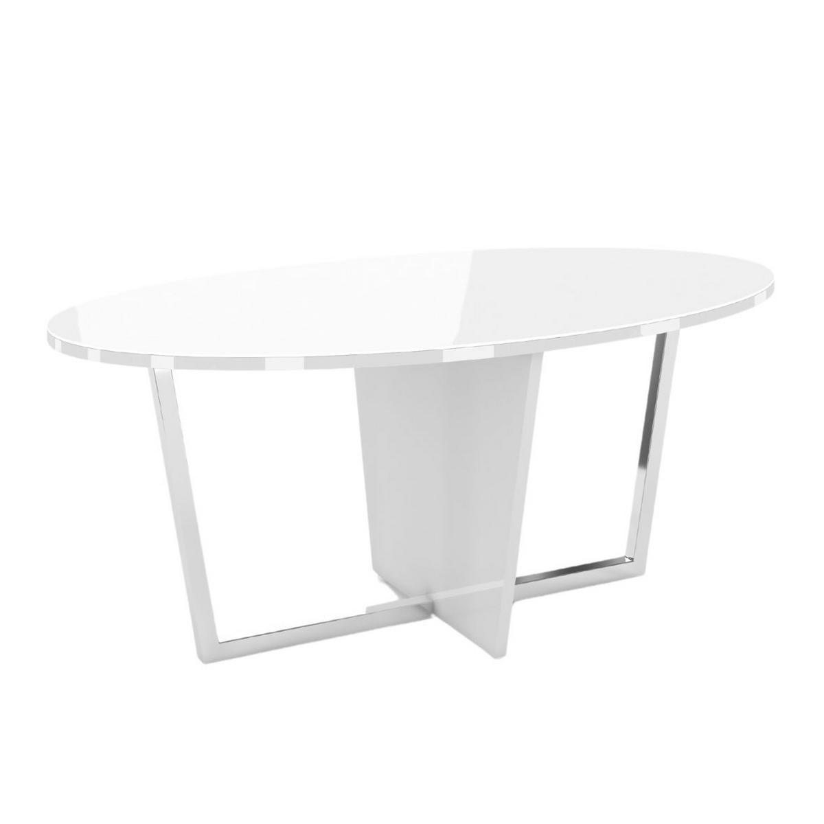 COUCHTISCH Rocket Weiß, Silberne Metallgestell, Hochglanz - Silberfarben/Weiß, Glas/Holzwerkstoff (60/110/45.5cm) - Dancan