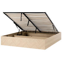 BETT mit Stauraum ohne Kopfteil 180/200 cm MDF-Platte Hellbraun Etel - Hellbraun, Holzwerkstoff (180/200cm) - Beliani