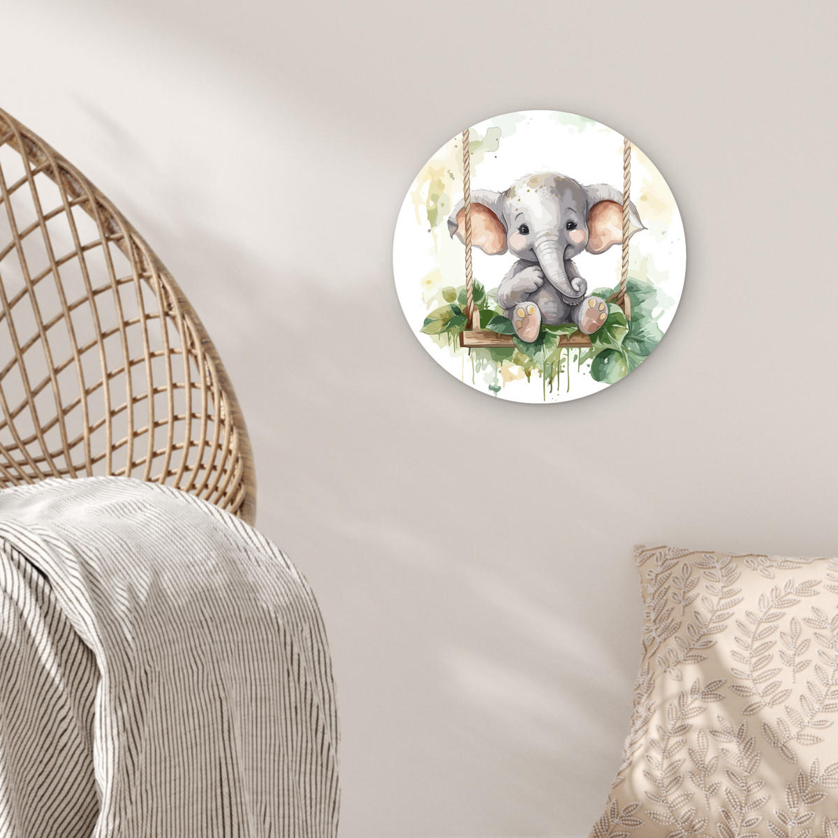 WANDBILD Elefant - Tier - Kinder - Dschungel 30x30 cm - Hellgrau, Kunststoff (30/30cm) - MuchoWow