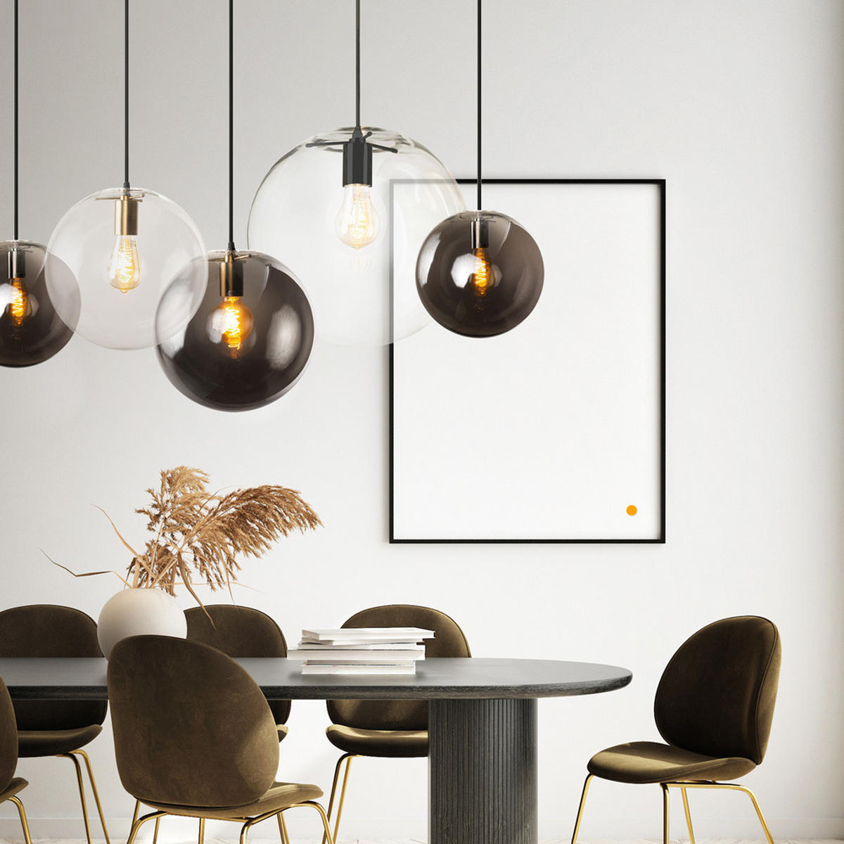 PENDELLEUCHTE Orb Schwarz/Rauch Ø 30cm - Schwarz/Grau, Glas (30/30/30cm) - s.luce