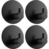 HANDTUCHHALTER 4er Set Klebehaken Rund Schwarz Edelstahl - Schwarz, Metall (5/2.8/5cm)