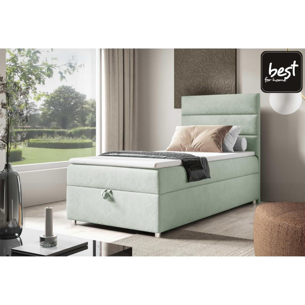 BOXBETT mit Bettkasten Trinity K4-SINGLE Bonellfederkern inkl. Topper - Mintgrün, Holz/Holzwerkstoff (100/200cm) - Best For Home