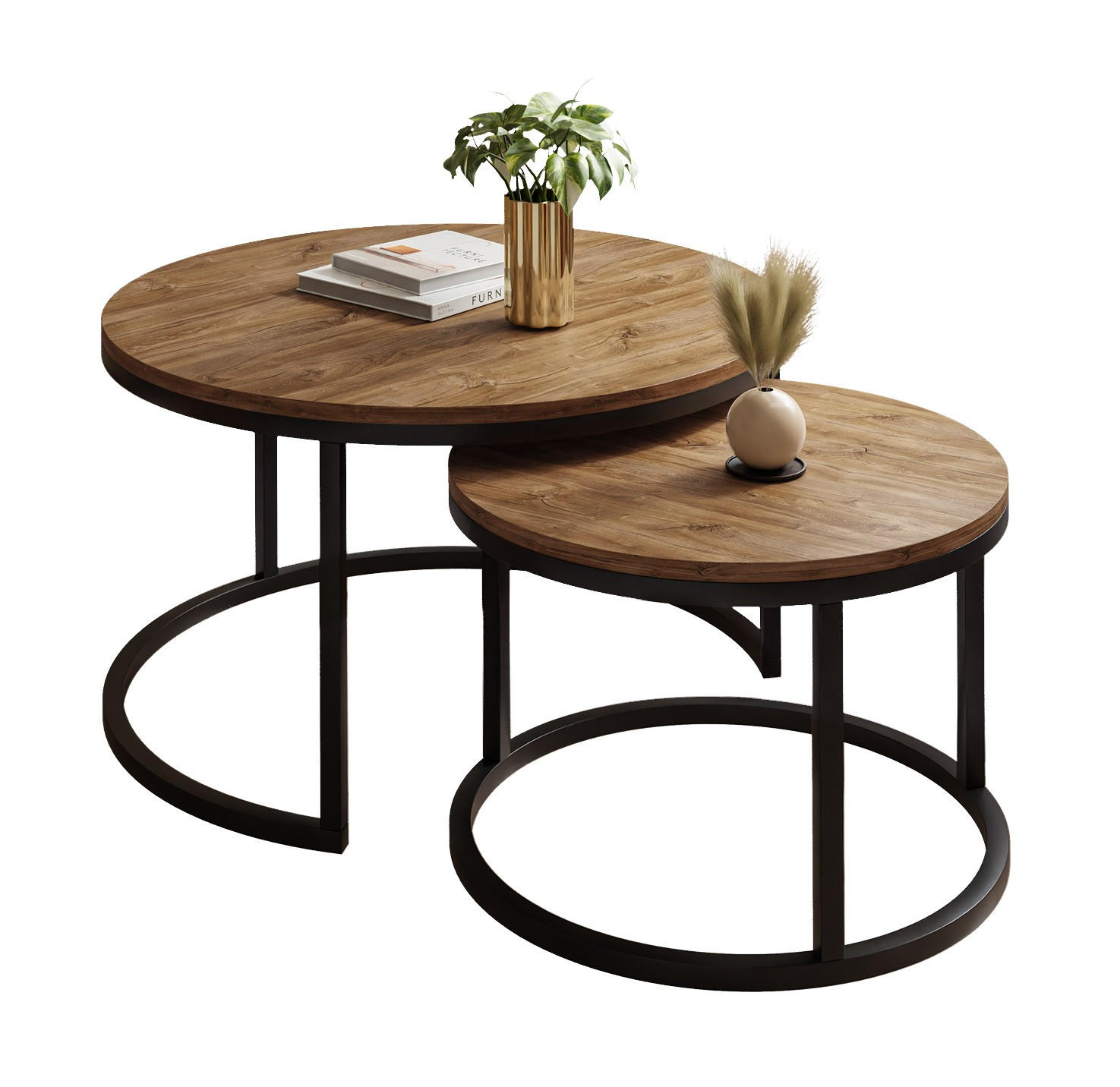 COUCHTISCH CIRI 2-in-1 Eichenholz Sterling - Schwarz, Holzwerkstoff (70/70/48cm) - Lookway