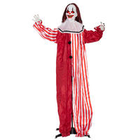 HALLOWEEN-DEKORATION Clown 165 cm mit LED-Lichter, Soundfunktion - Rot, Textil (16/165/70cm) - Outsunny
