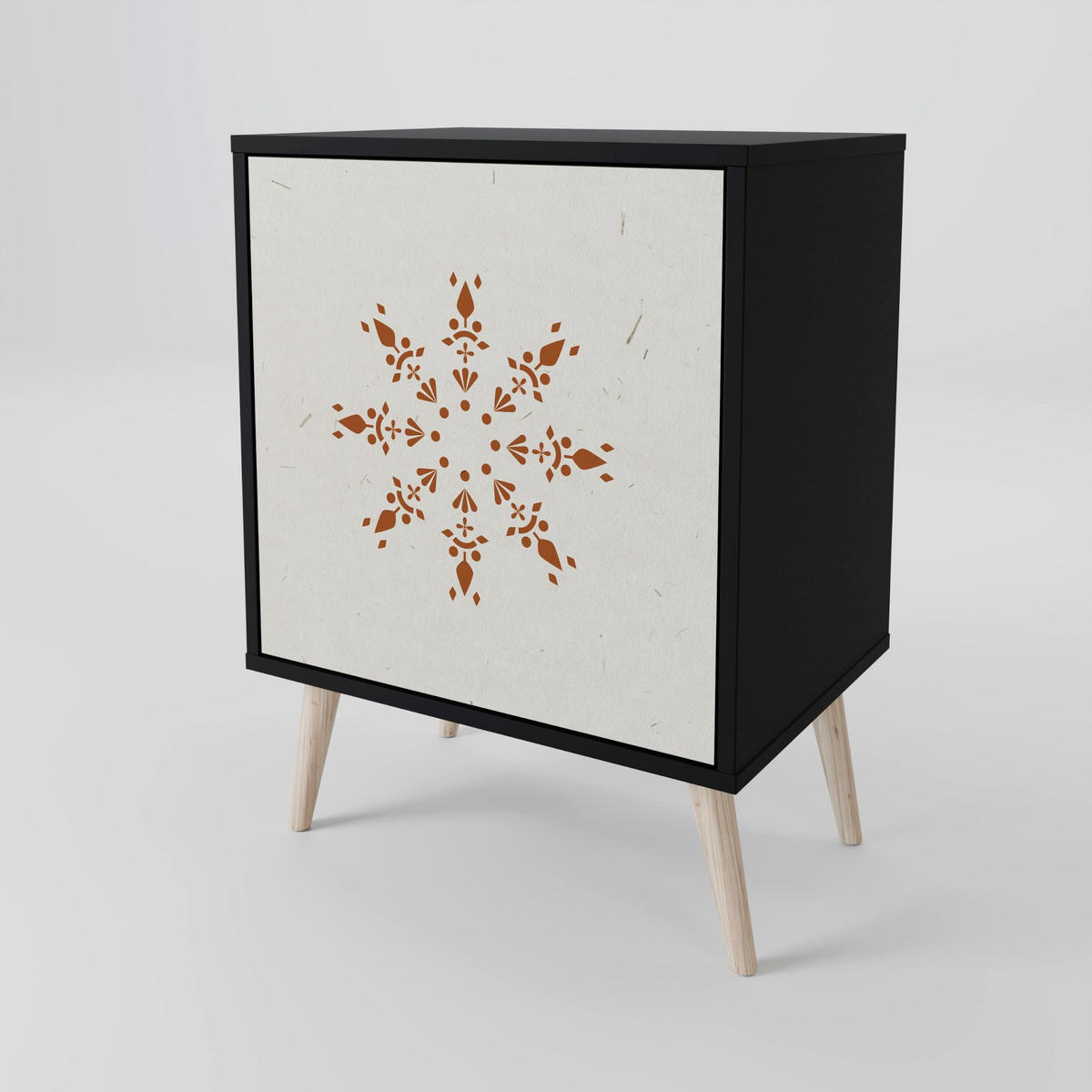 SIDEBOARD DAILY HARMONY, Schwarz, 57,5x42x72,5 cm, Schwarze Metallfüße - Multicolor/Schwarz, Holzwerkstoff/Metall (57.5/72.5/42cm) - SpaceRebels