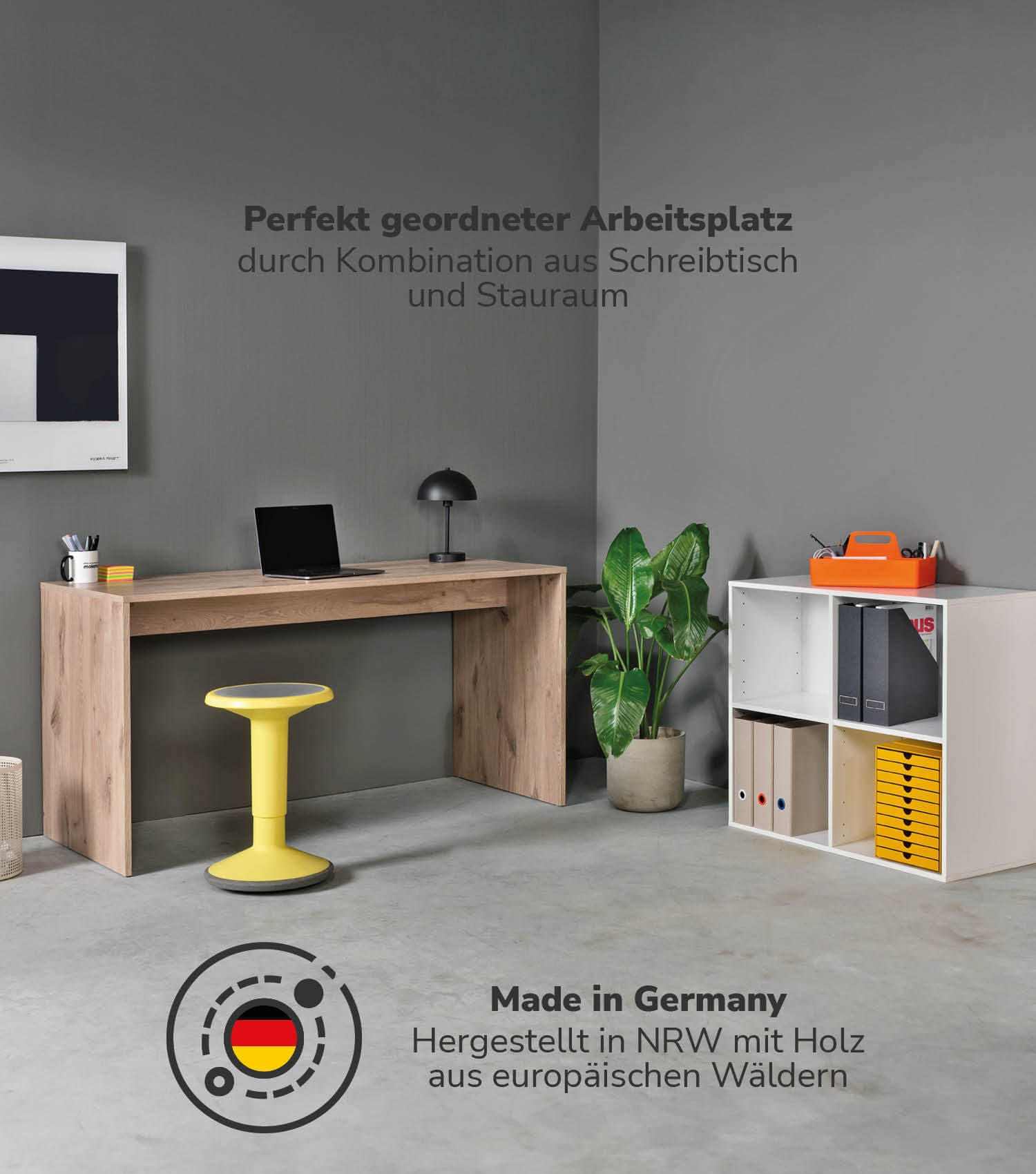 SCHREIBTISCH Der Produktive - Eichefarben/Weiß, Holzwerkstoff (65/145/77cm) - Mokebo
