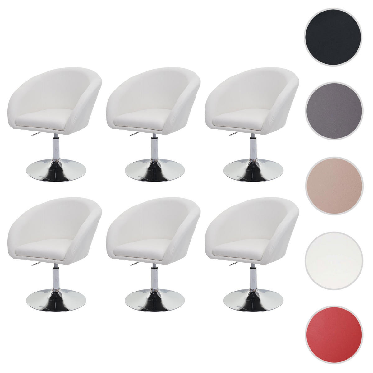 ESSZIMMERSTUHL Cremeweiß 6er-Set - Weiß, Textil (59/90/60cm) - MCW