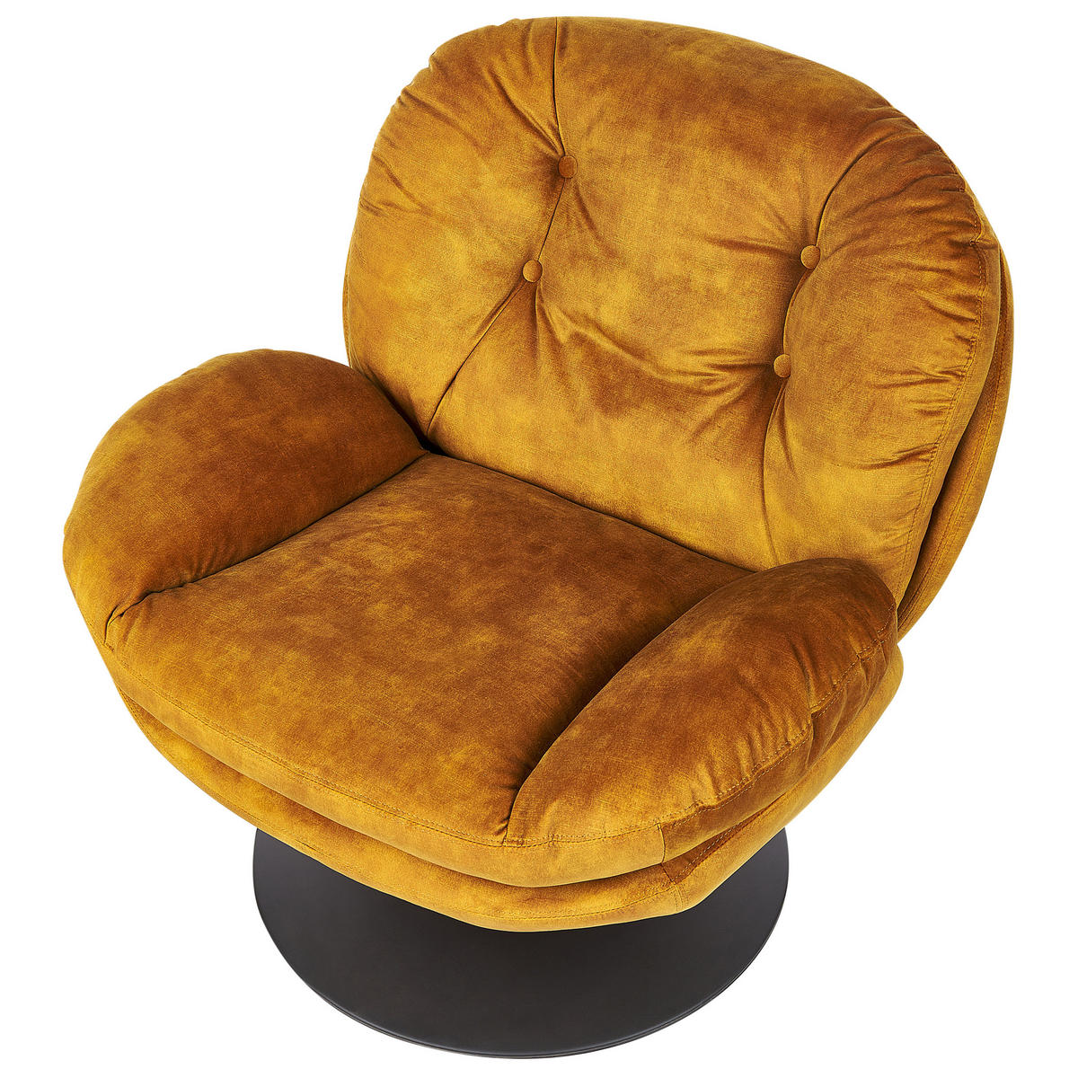 SESSEL Samtstoff Senfgelb Nolvik - Gelb/Schwarz, Textil (82/82/85cm) - Beliani