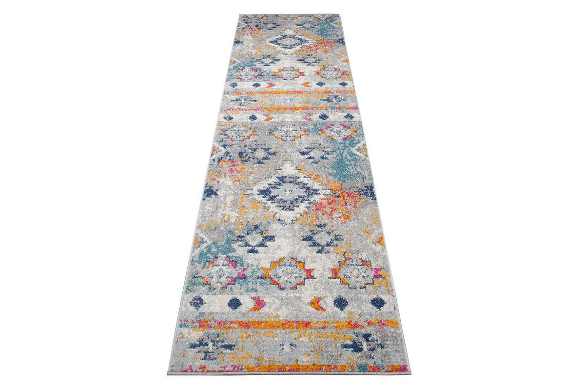 TEPPICHLÄUFER LAZUR Weiß Dunkelblau 70/100 cm - Dunkelblau, Textil (70/100cm) - Tapiso