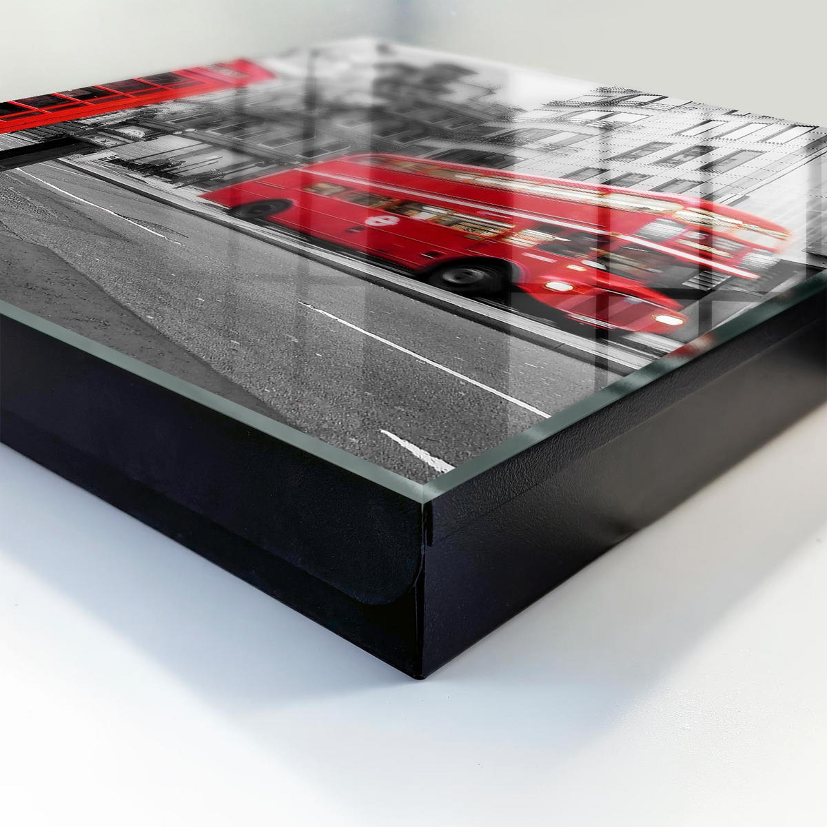 SCHLÜSSELBOX Schwarz 30x30 cm- Türöffnung nach rechts - Londoner Kontrast - Rot, Metall (30/30/5cm) - TULUP