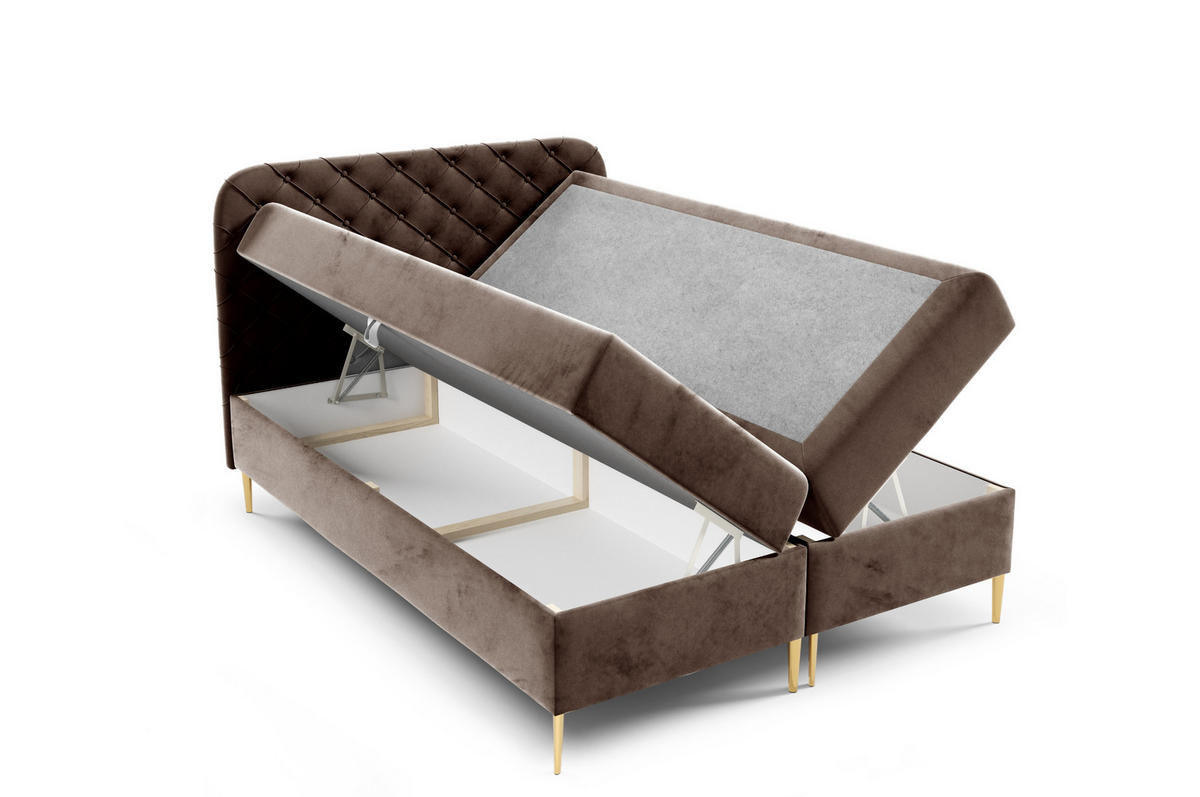 BOXBETT mit zwei Bettkasten 120x200 cm in Braun - Braun, Textil (120/200cm) - Home Collective