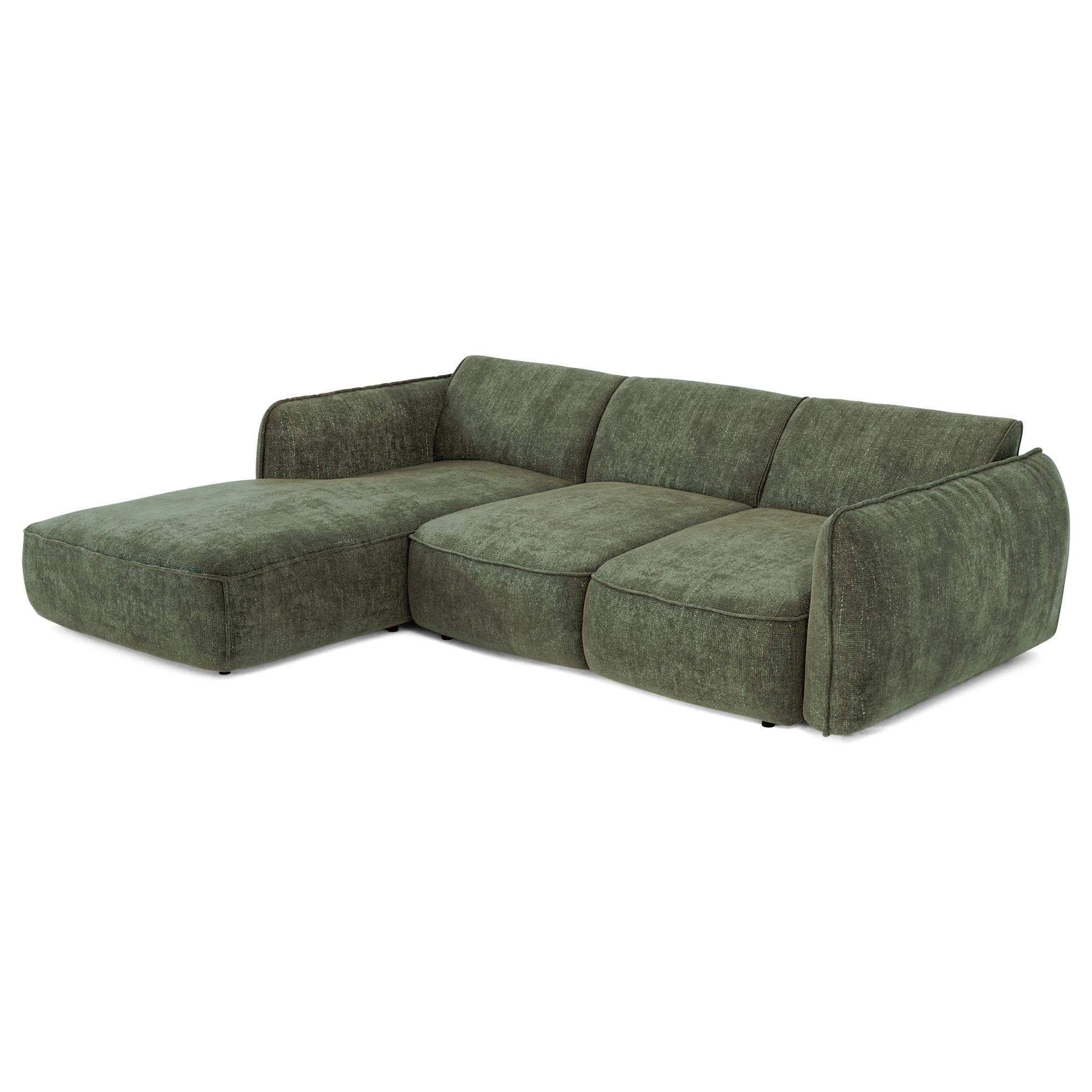 ECKSOFA RECHTS Rastervelours 274cm - Olivgrün, Textil (274/174cm) - Sia Home