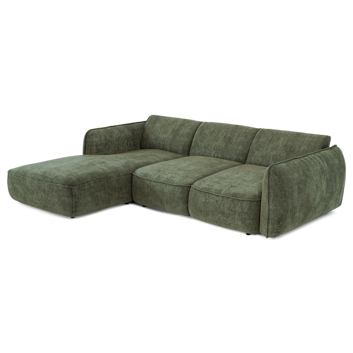 ECKSOFA RECHTS Rastervelours 274cm - Olivgrün, Textil (274/174cm) - Sia Home
