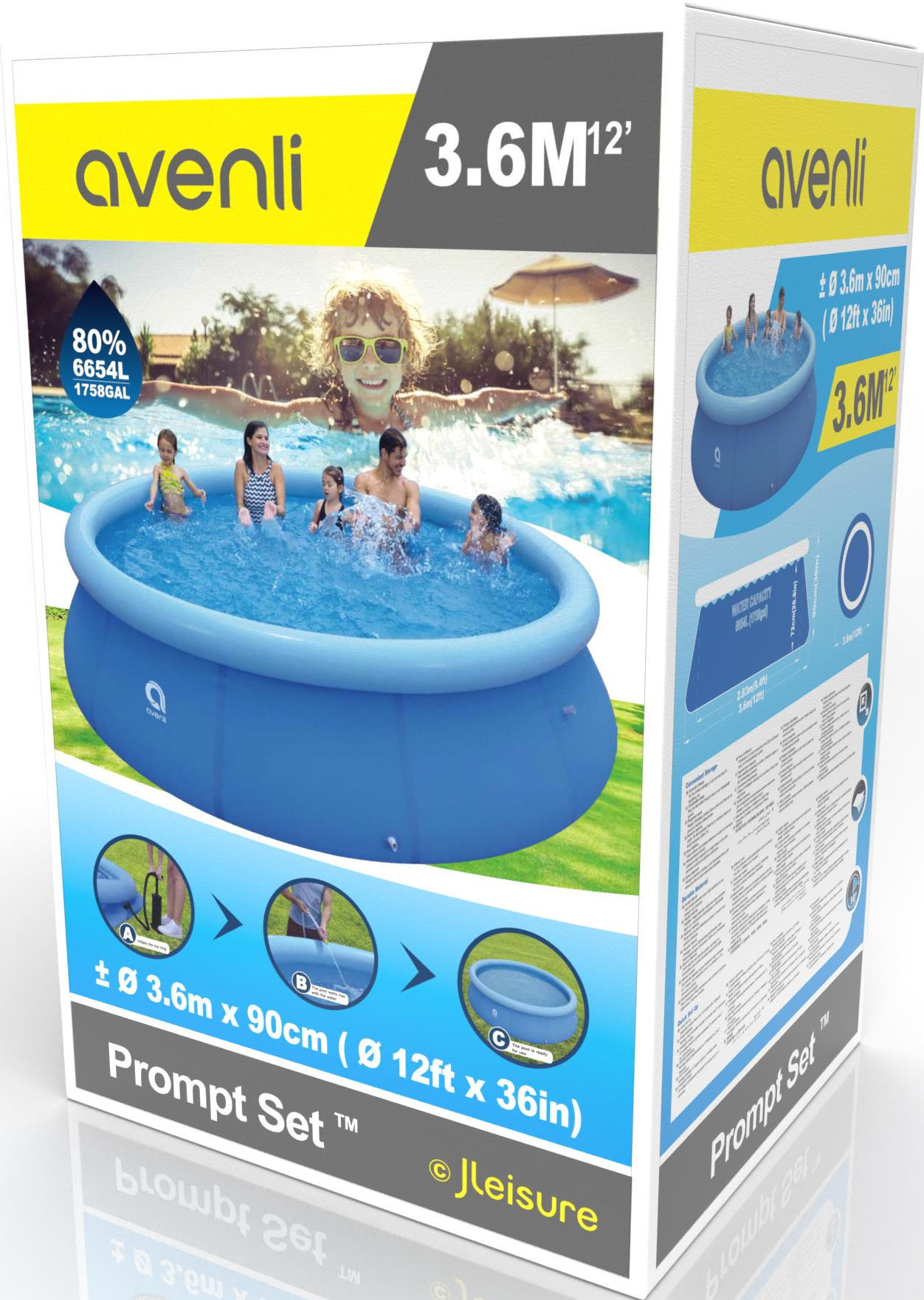 POOL Aufstellpool Ersatzpool Prompt Set rund 360 x 90 cm blau ohne Filterpumpe - Blau, Kunststoff (360/90/360cm) - Avenli