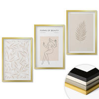 WANDBILDER 3er Set - 40x60 cm Goldrahmen - Minimalistische botanische Motive - Goldfarben, Kunststoff (40/60cm) - ArtPrintCave