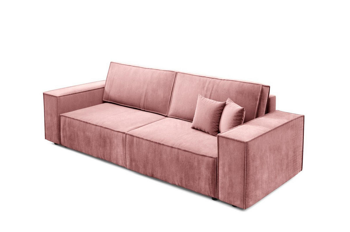 SCHLAFSOFA mit Bettkasten Rose - Altrosa, Textil (255/88/102cm) - Furnisell
